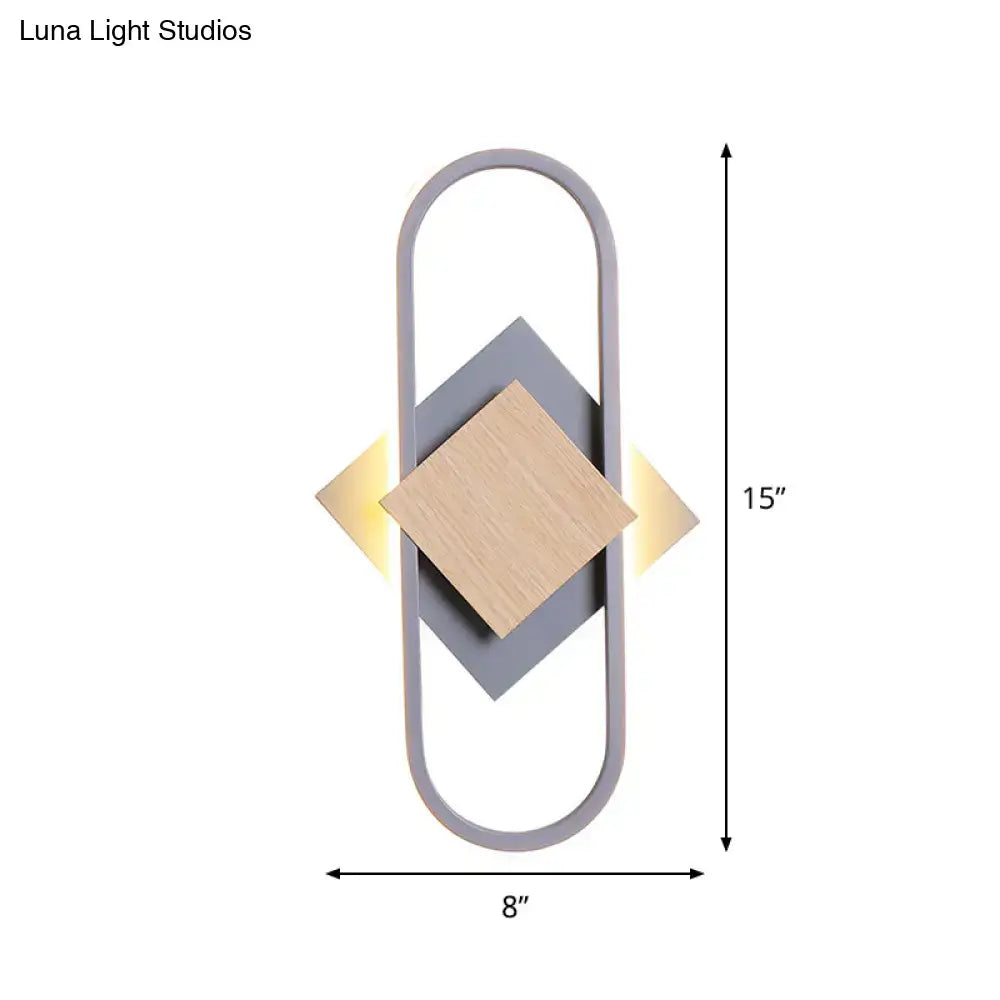 Gray Wood Geometric Sconce