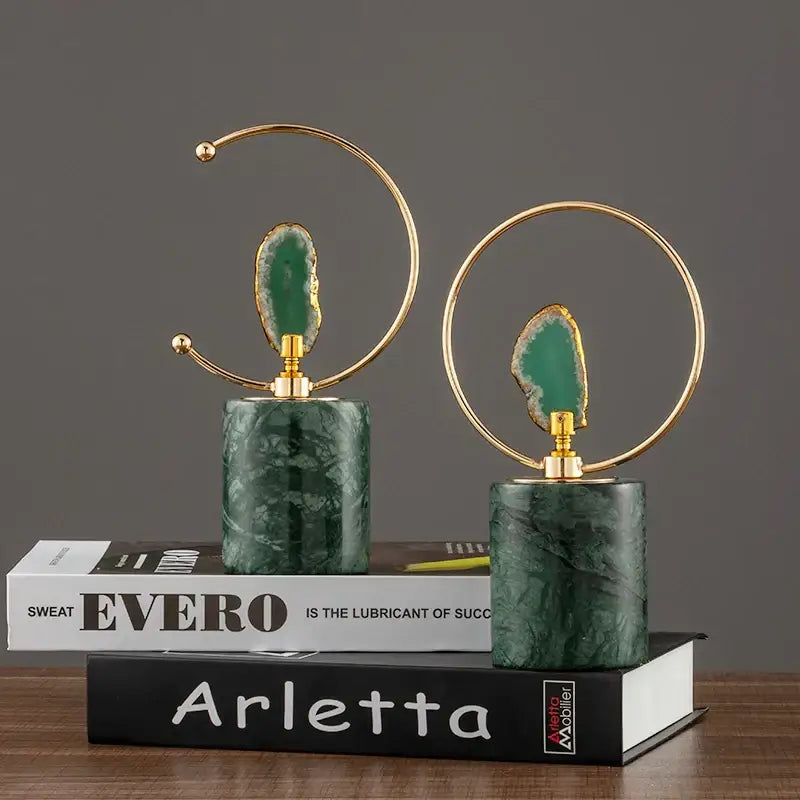 Green Gold Agate Sculpture