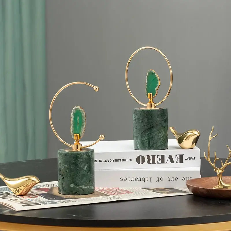 Green Gold Agate Sculpture