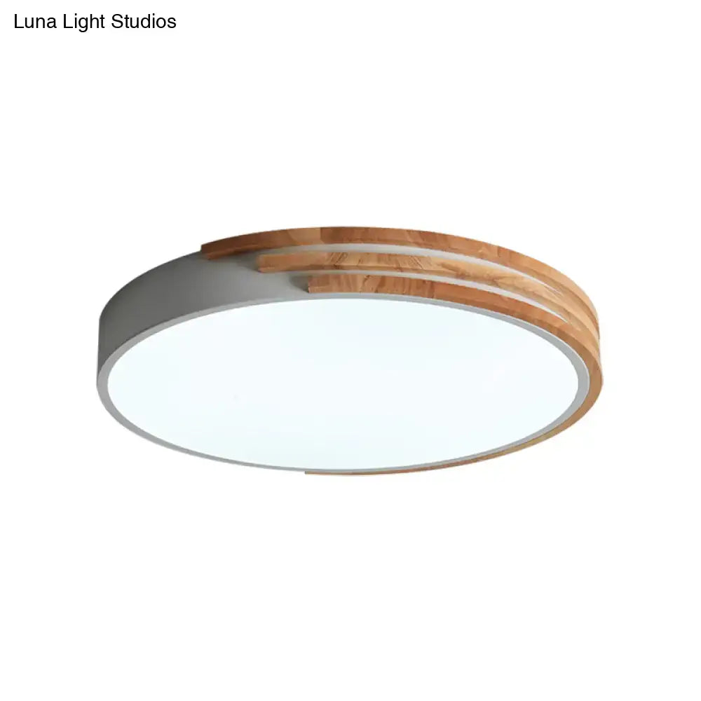 Green Wood Round Ceiling Light