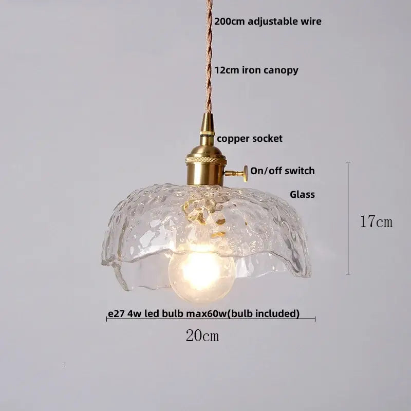 Green Glass Wood Pendant Light