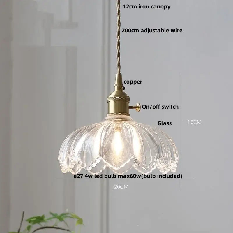 Green Glass Wood Pendant Light