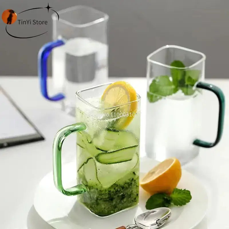 Green Handle Glass Mug