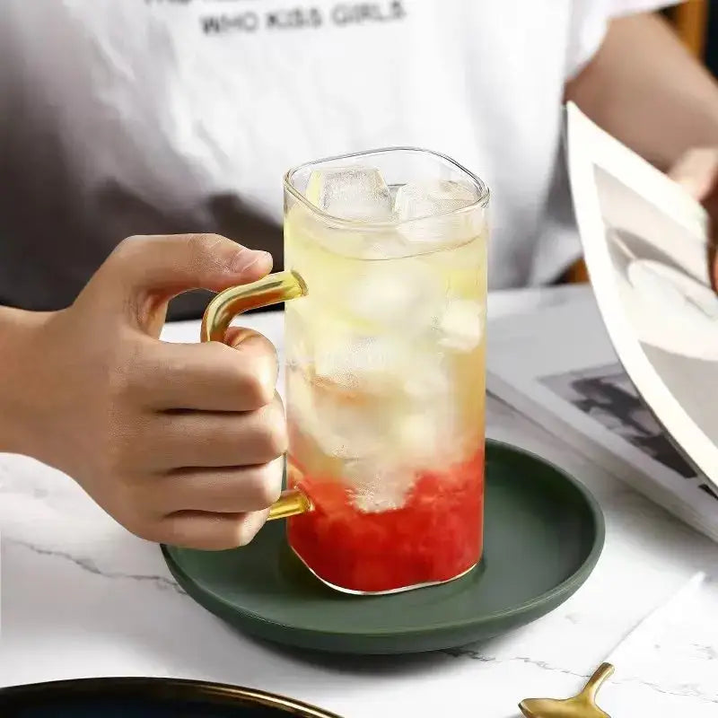 Green Handle Glass Mug