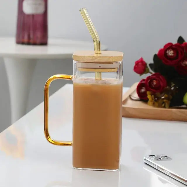 Green Handle Glass Mug