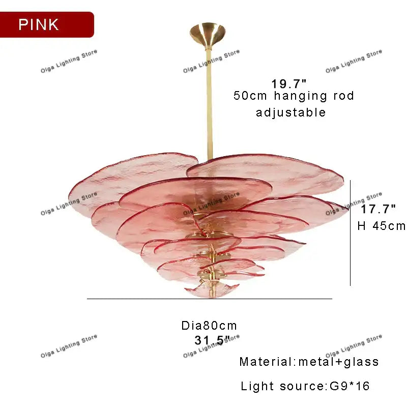 Green Leaf Glass Chandelier