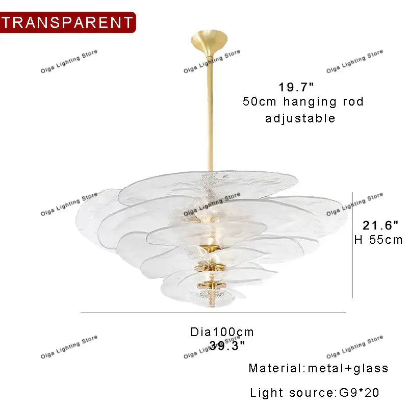 Green Leaf Glass Chandelier