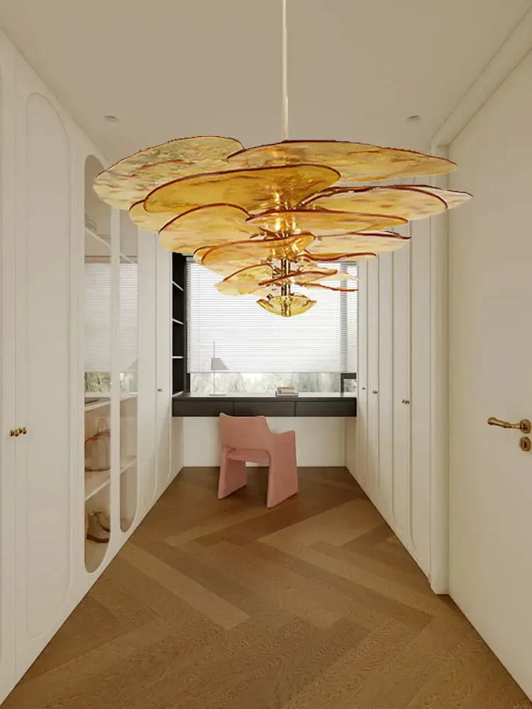 Green Leaf Glass Chandelier