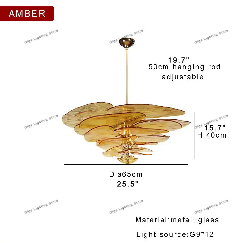Green Leaf Glass Chandelier