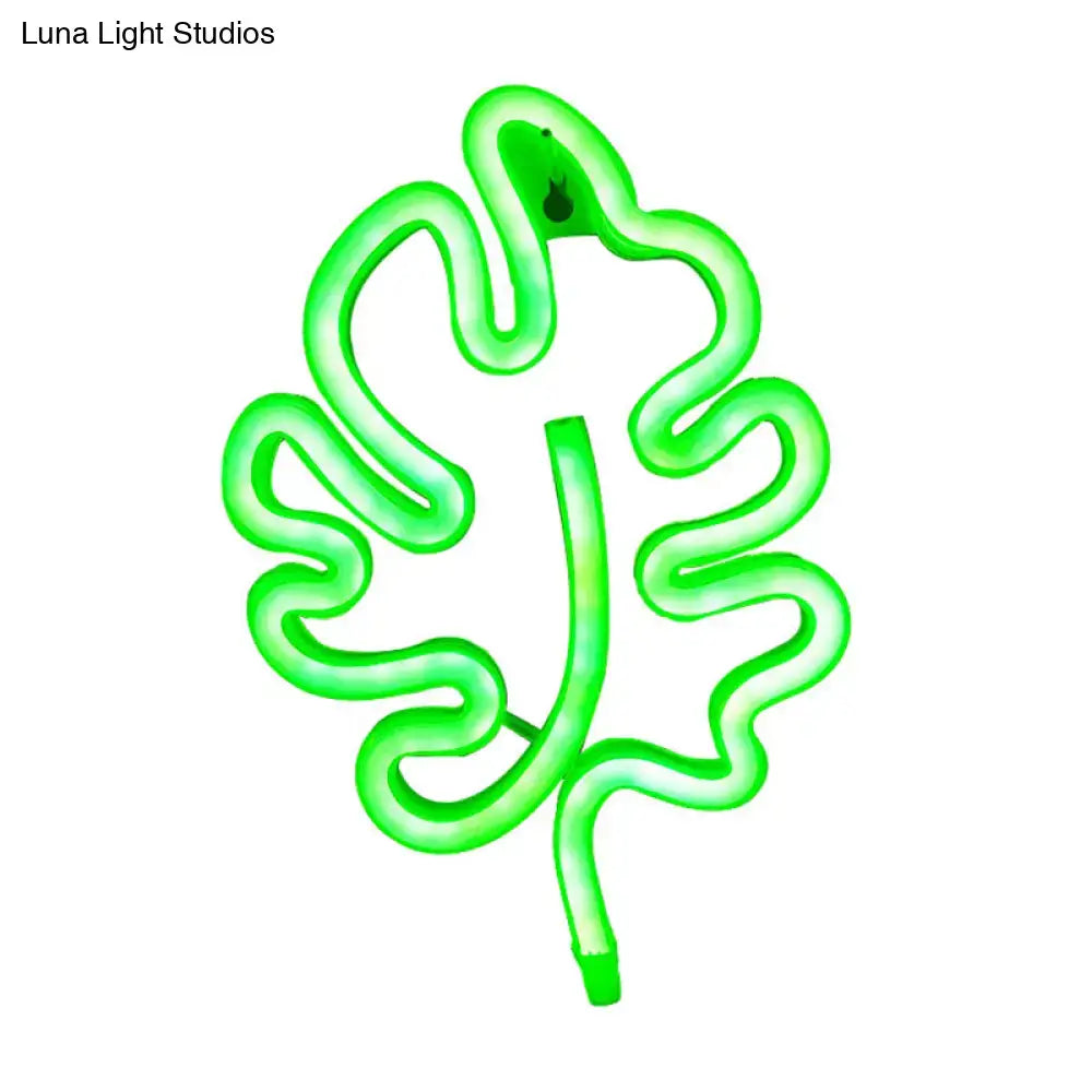 Green Leaf Neon Wall Light