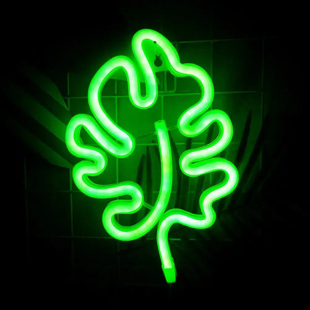 Green Leaf Neon Wall Light