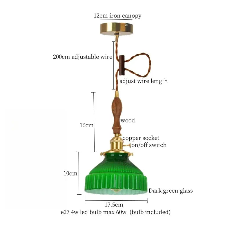 Green Wave Glass Pendant
