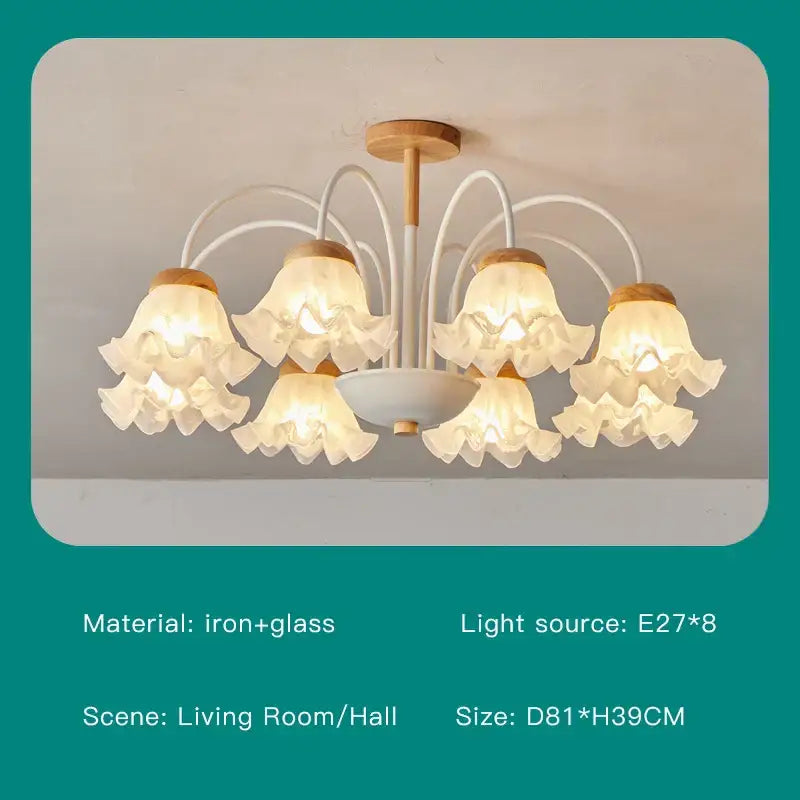 Green White Glass Chandelier