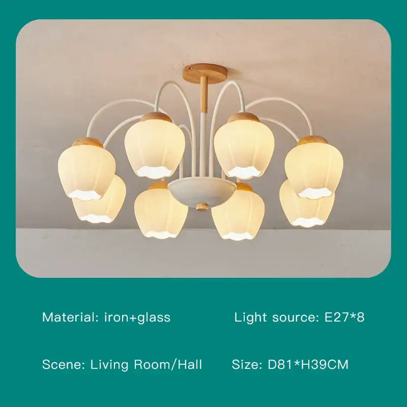 Green White Glass Chandelier