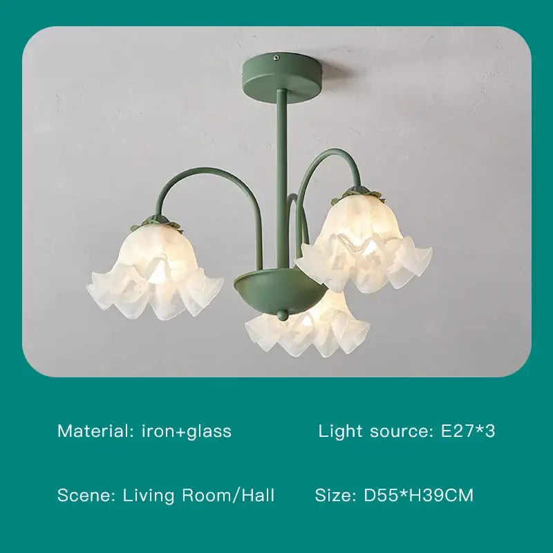 Green White Glass Chandelier