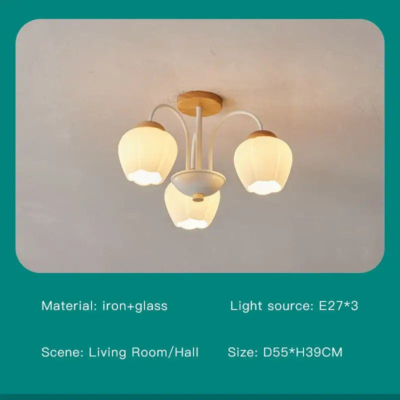 Green White Glass Chandelier
