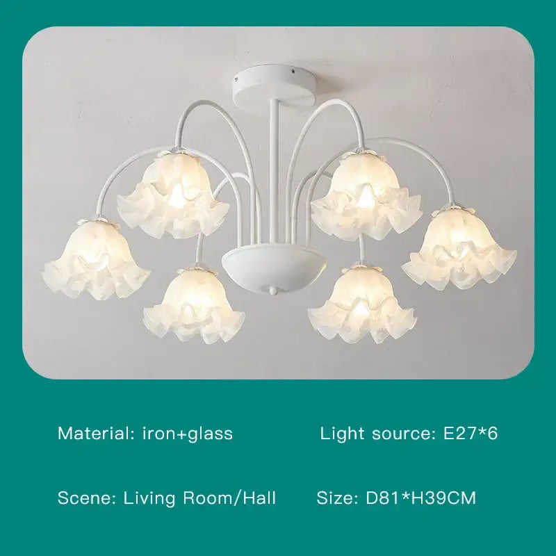 Green White Glass Chandelier