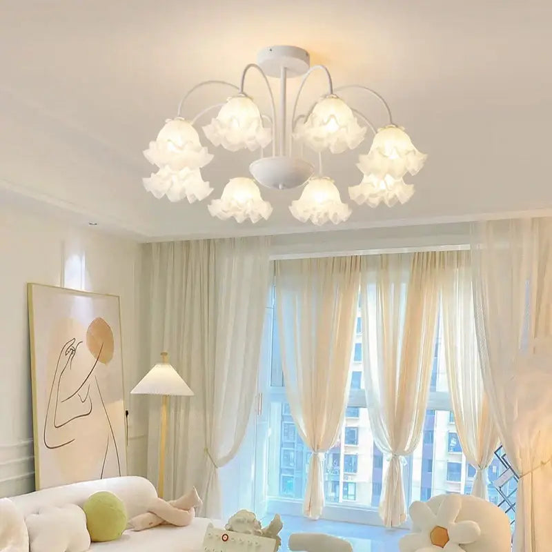 Green White Glass Chandelier