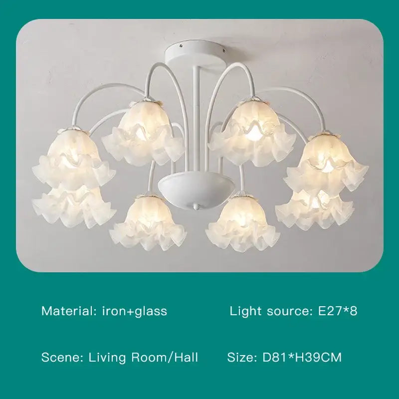 Green White Glass Chandelier