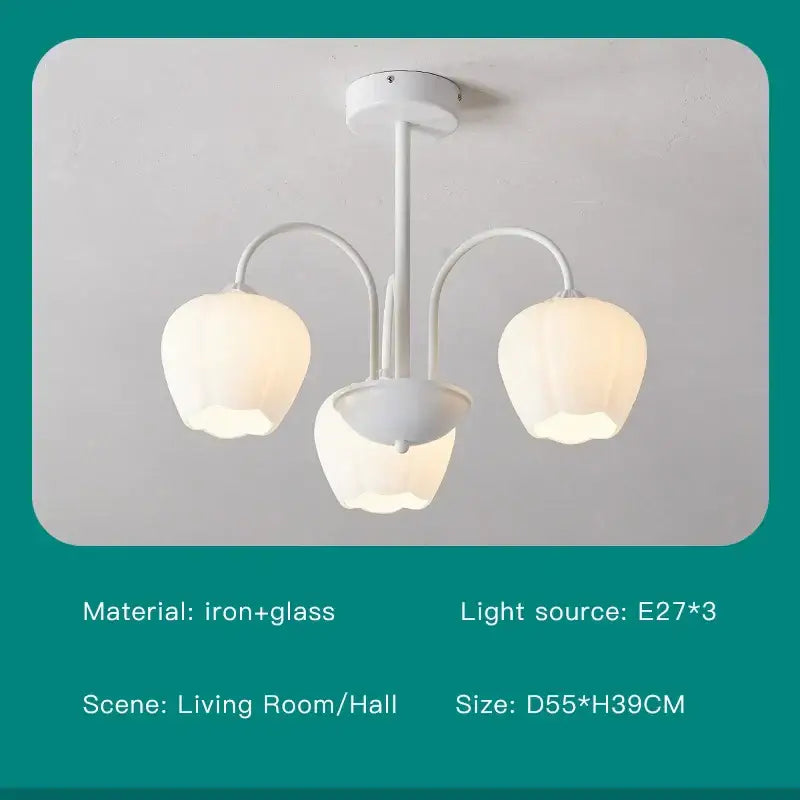 Green White Glass Chandelier