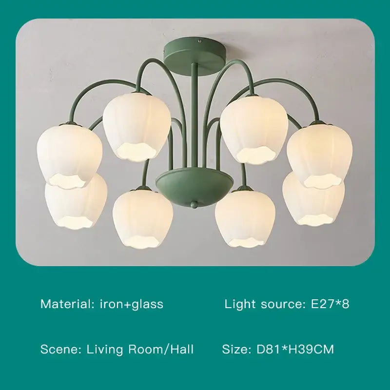 Green White Glass Chandelier