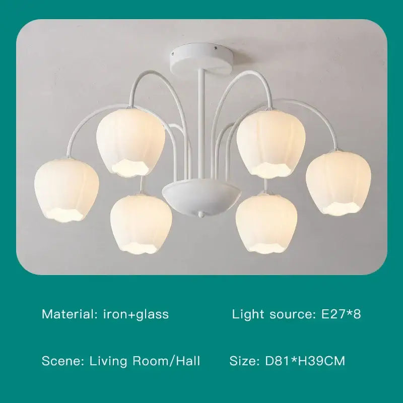 Green White Glass Chandelier