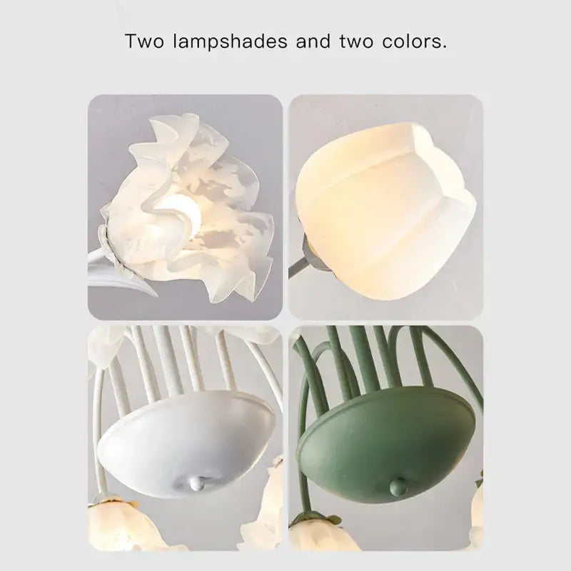 Green White Glass Chandelier