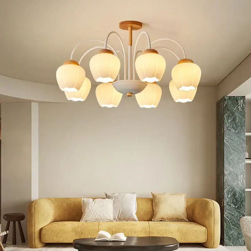 Green White Glass Chandelier