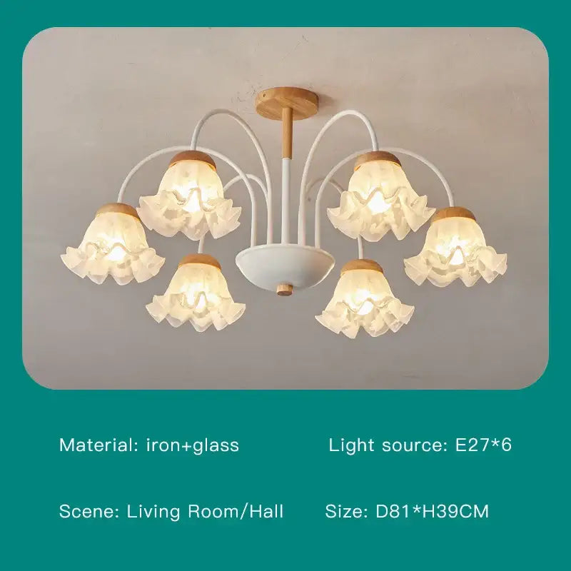 Green White Glass Chandelier