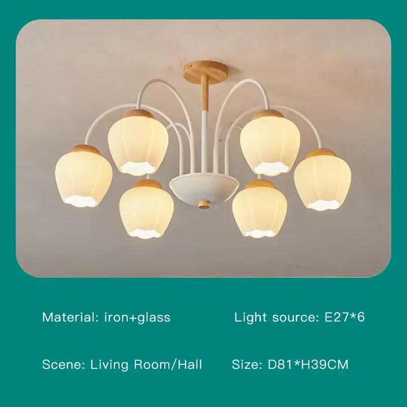 Green White Glass Chandelier