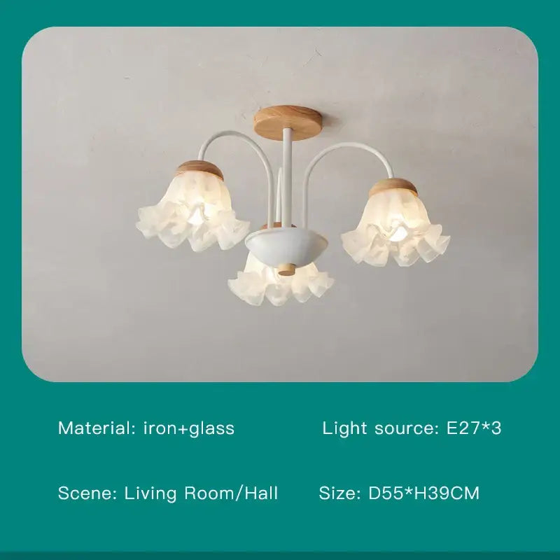Green White Glass Chandelier