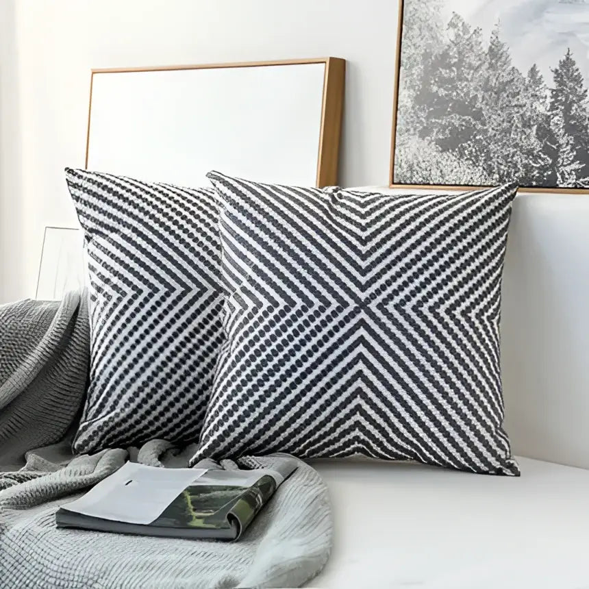 Grey Geometric Cushion Velvet Cover