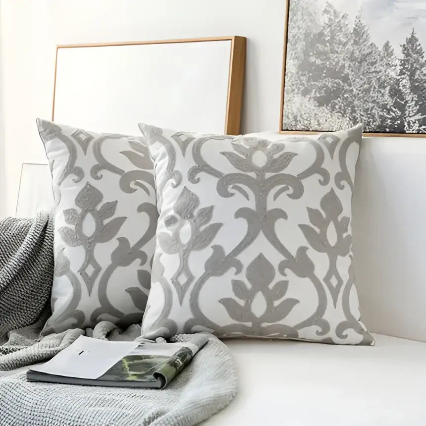 Grey Geometric Cushion Velvet Cover