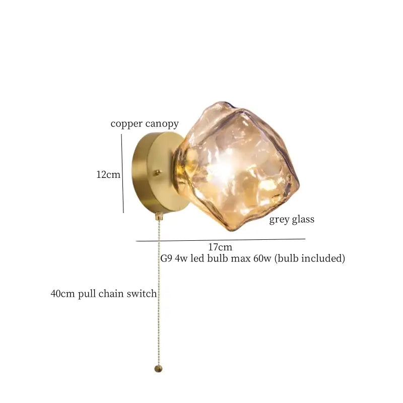 Grey Glass LED Wall Lamp