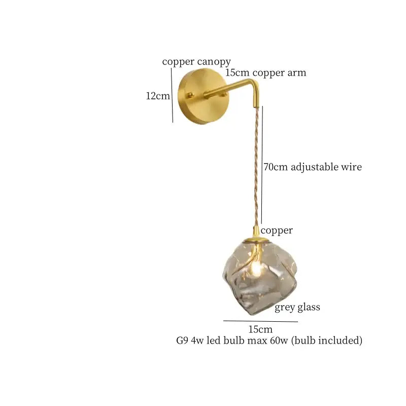 Grey Glass LED Wall Lamp
