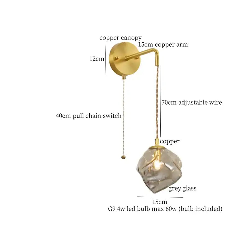 Grey Glass LED Wall Lamp