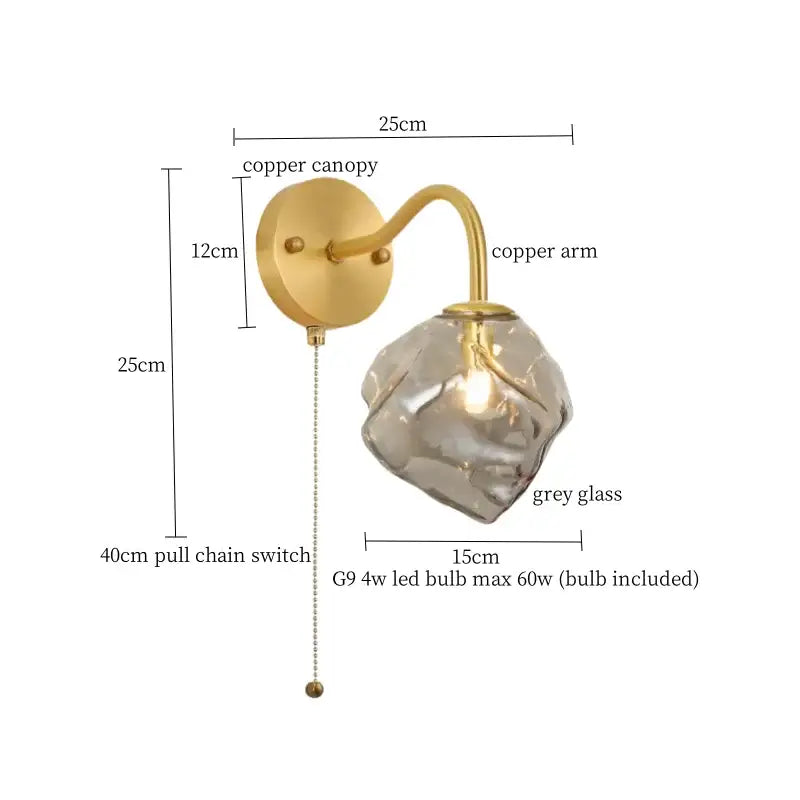 Grey Glass LED Wall Lamp