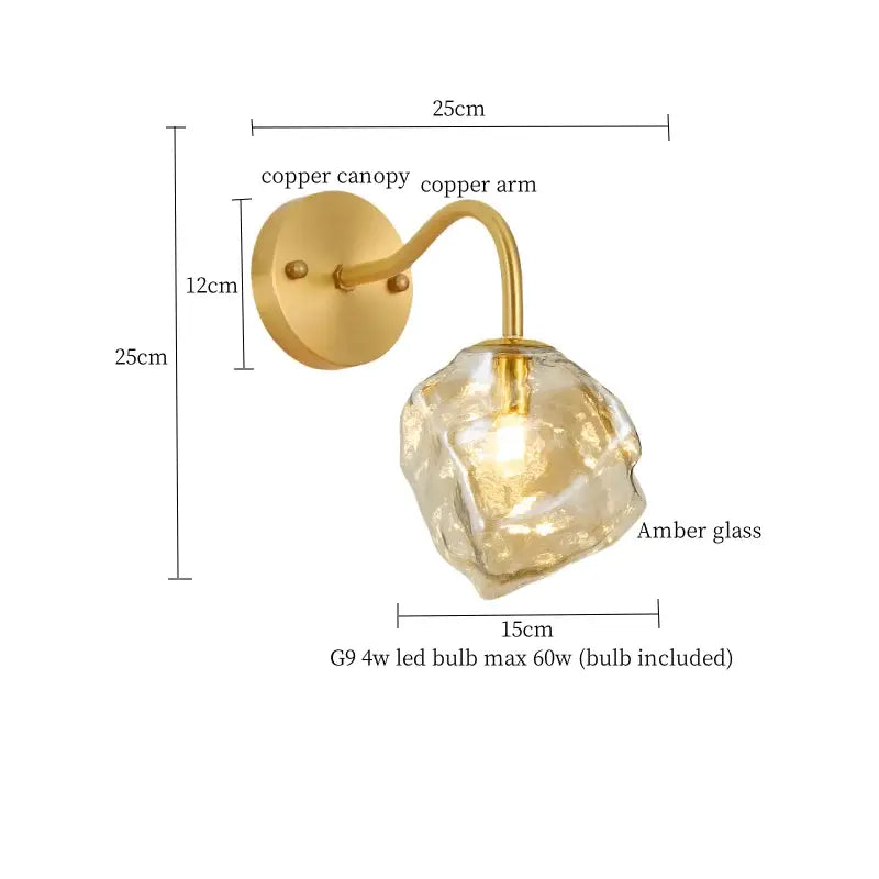 Grey Glass LED Wall Lamp
