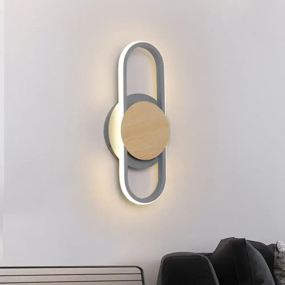 Grey Wood LED Wall Sconce