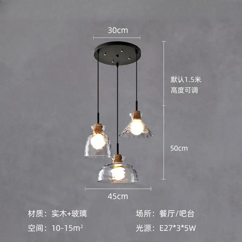 Clear Glass Hammered-Texture Kitchen Pendant Lamp