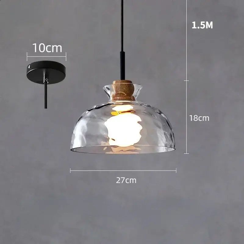Clear Glass Hammered-Texture Kitchen Pendant Lamp