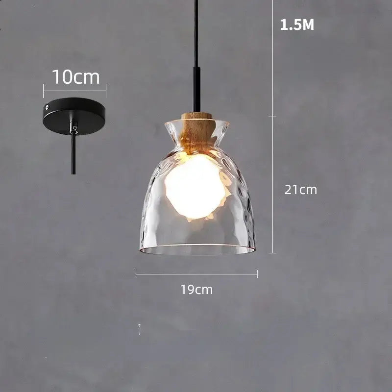 Clear Glass Hammered-Texture Kitchen Pendant Lamp