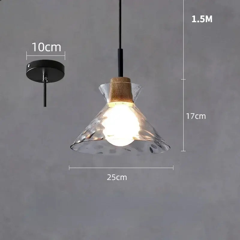 Clear Glass Hammered-Texture Kitchen Pendant Lamp