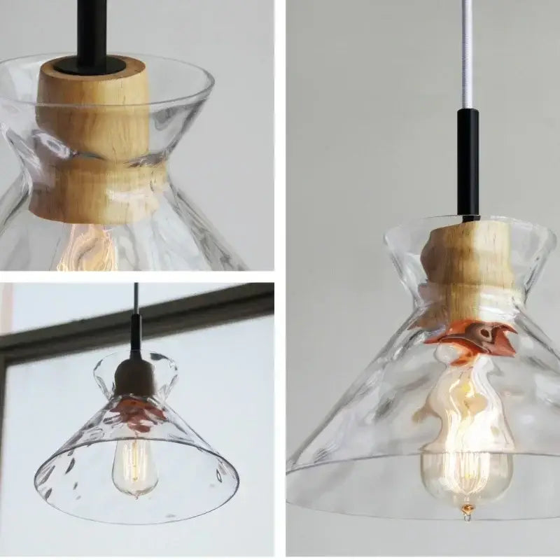 Clear Glass Hammered-Texture Kitchen Pendant Lamp