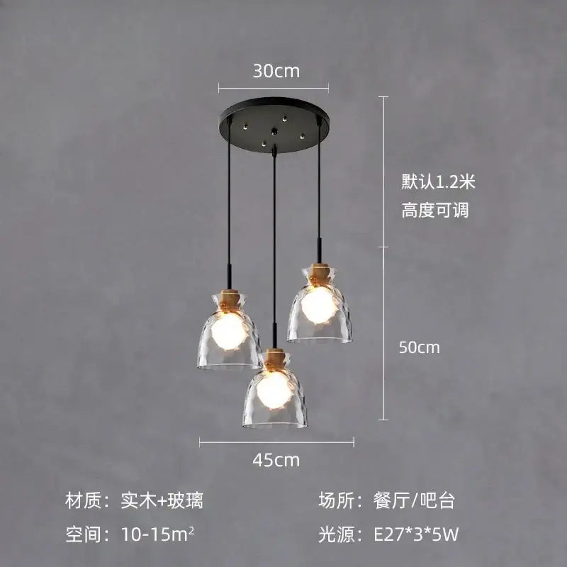 Clear Glass Hammered-Texture Kitchen Pendant Lamp