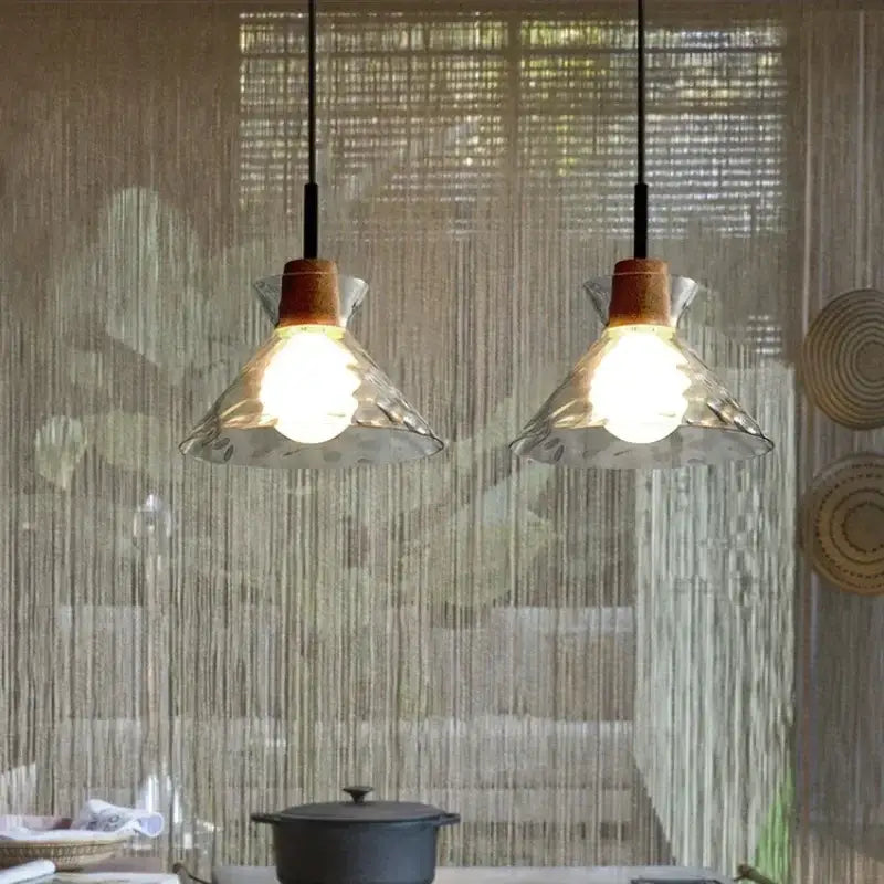 Clear Glass Hammered-Texture Kitchen Pendant Lamp