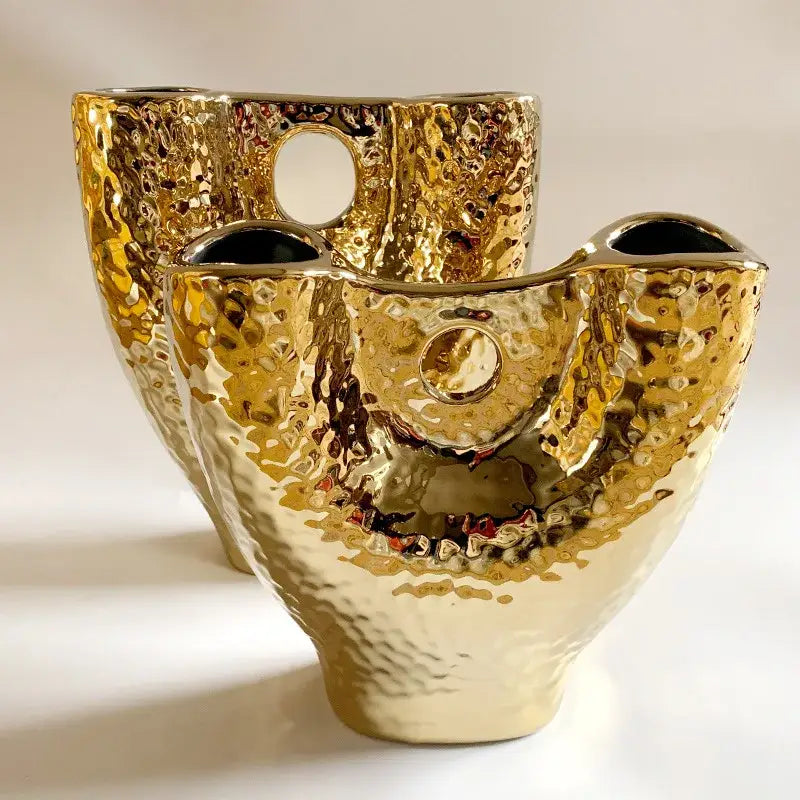 Gold Textured Vase Set