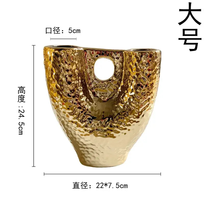 Gold Textured Vase Set