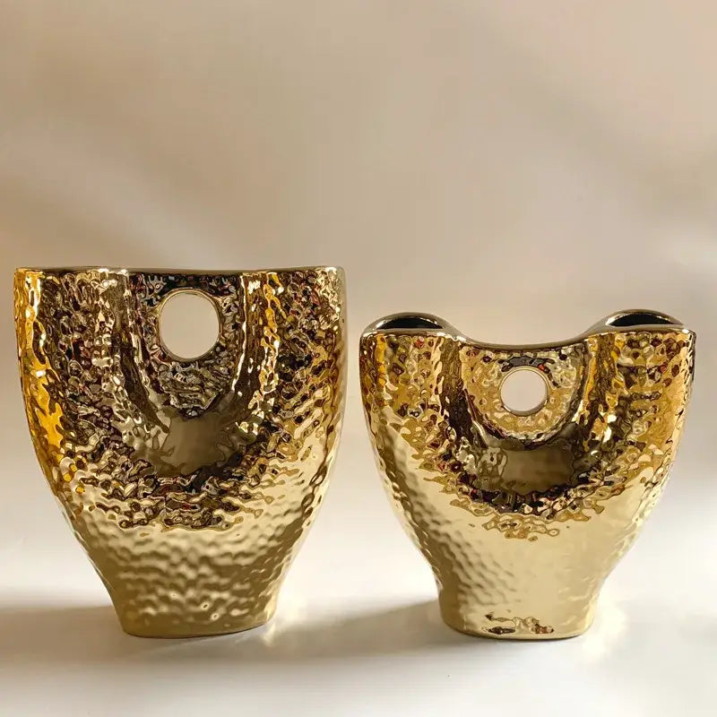 Gold Textured Vase Set