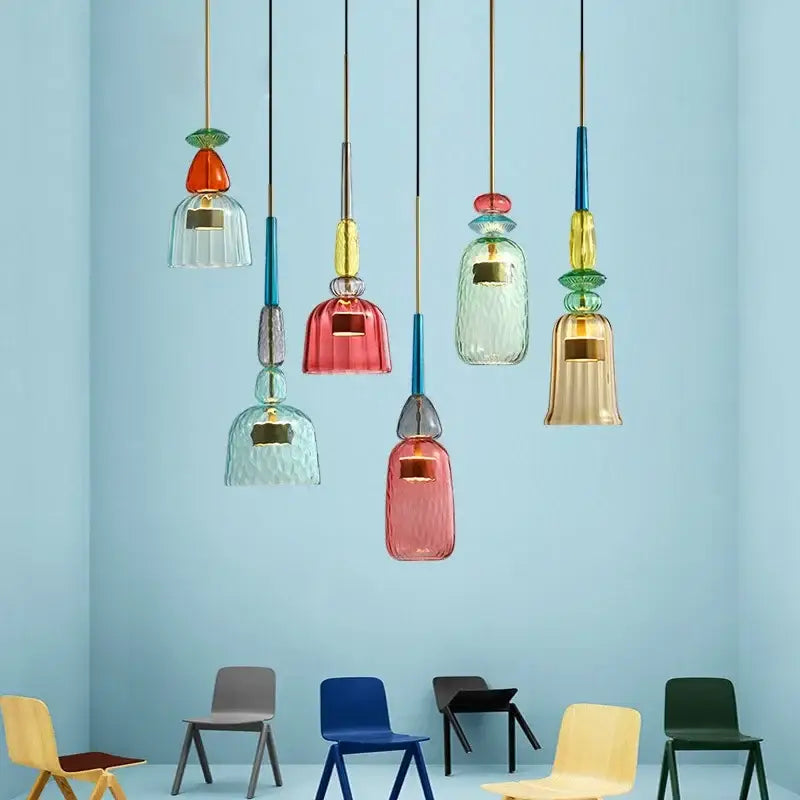 Colorful Glass Pendant Light Hand-Blown for Kitchen